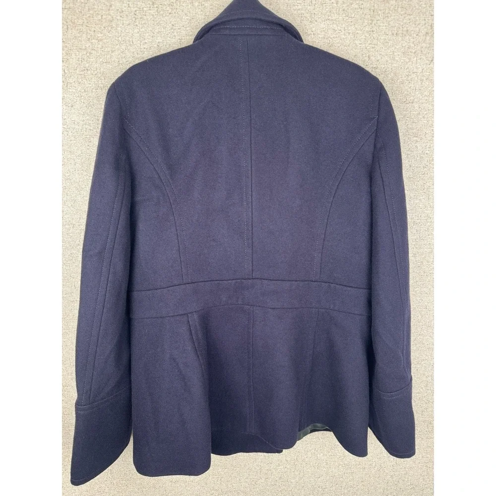 J Crew Y2K Navy Wool Military Peacoat Womens 8 Gold Buttons Double Breasted